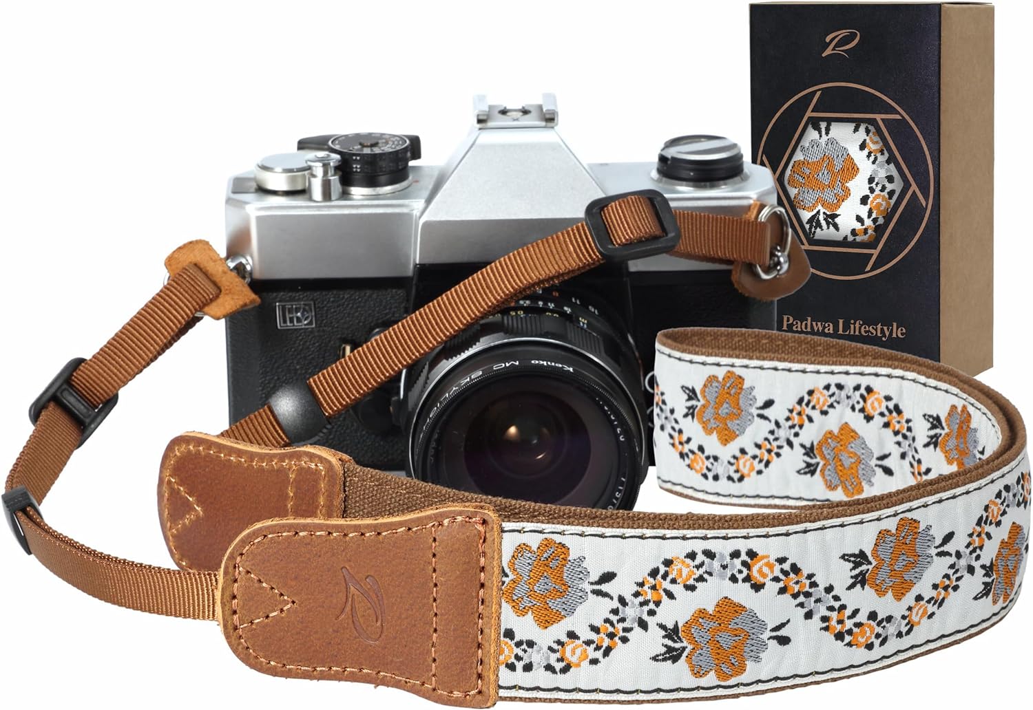 Detalle de Camera Strap 1.5" Cowhide Yellow Jacquard