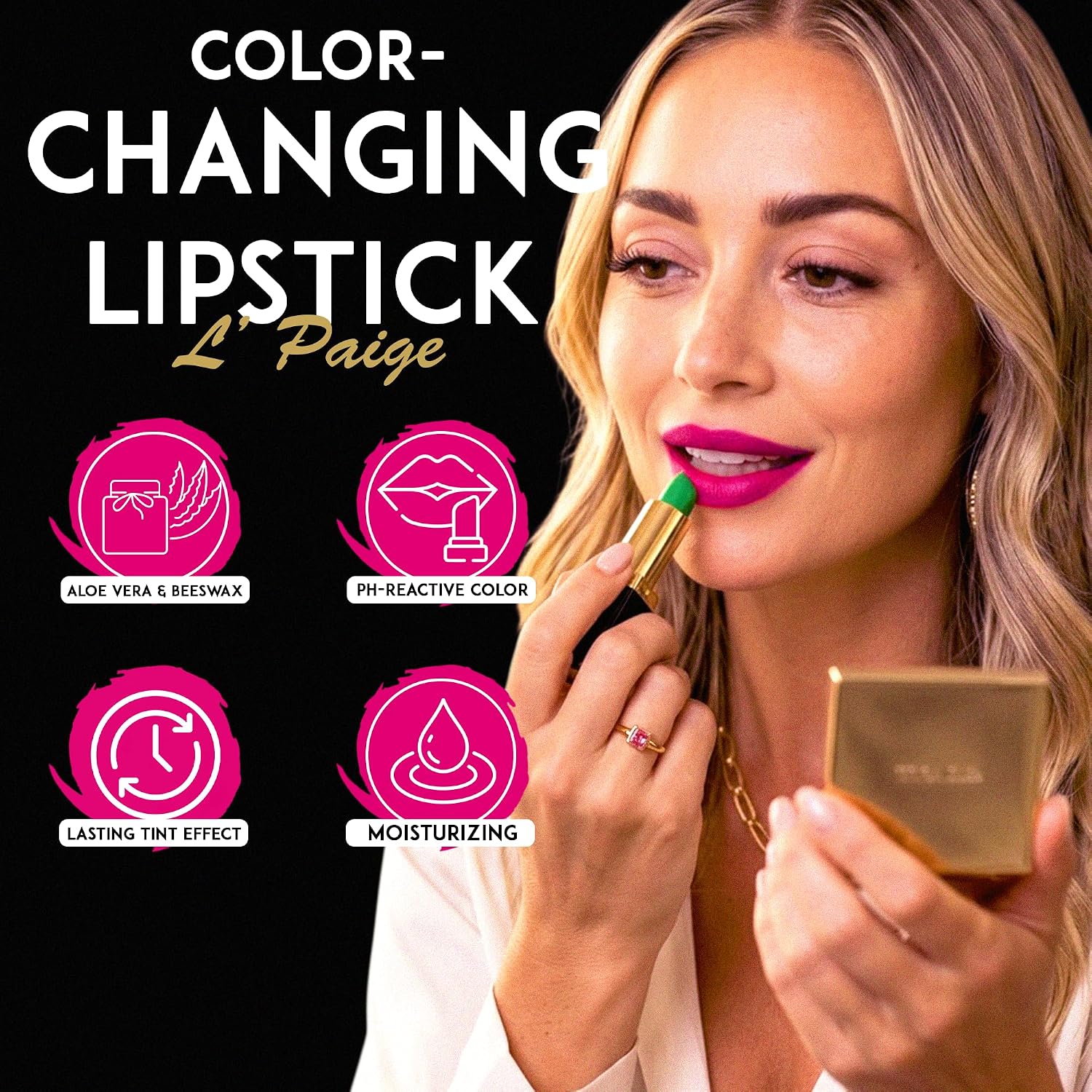Detalle 2 de L'Paige SG_B0001K55RM_US Color-Changing Green Lipstick, Shade LGR