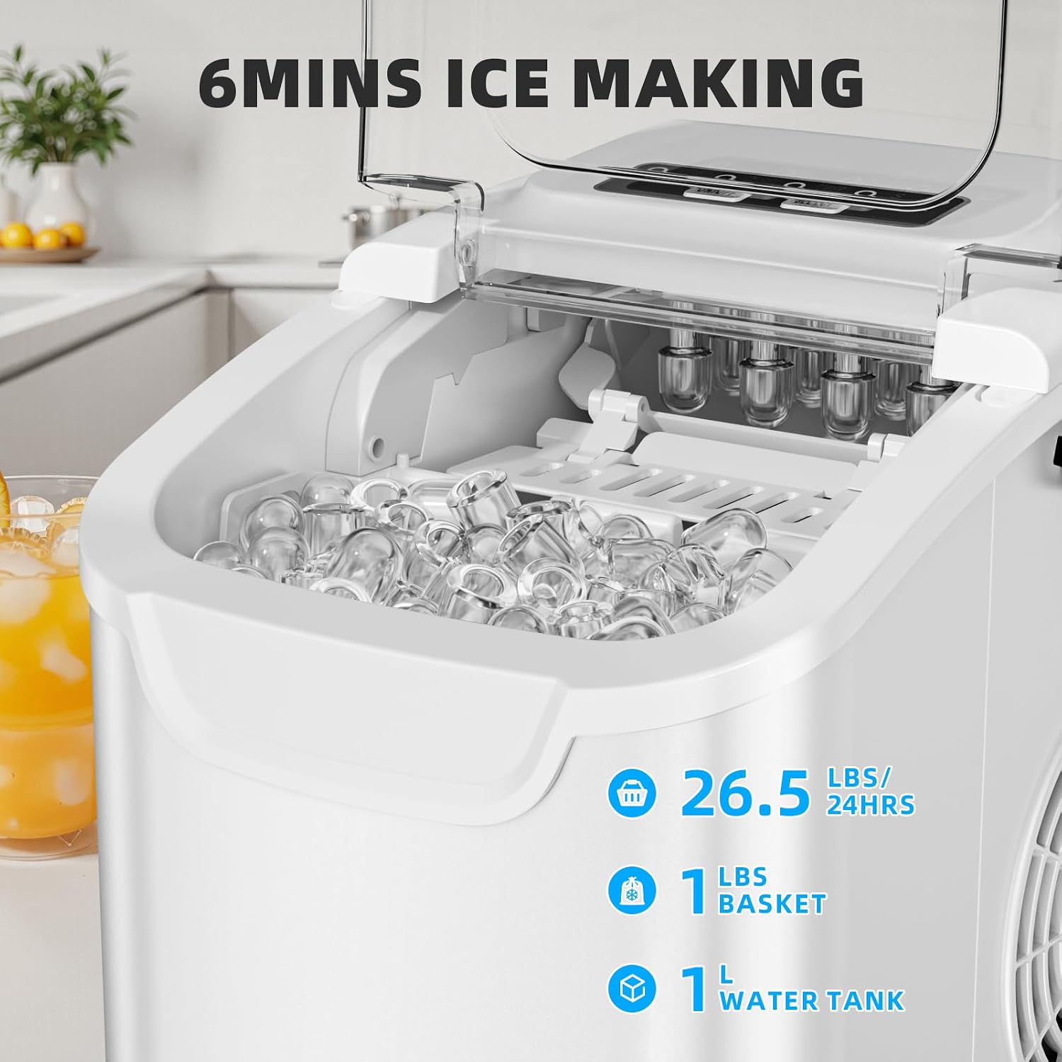 Detalle 2 de Antarctic Star HZB-12/Q Countertop Ice Maker, Two Ice Sizes, Self-Cleaning