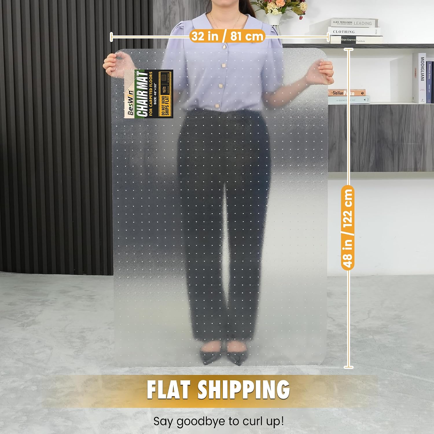 Thumbnail 1 de BesWin Office Chair Mat for Carpet (91 x 122 cm) – Transparent heavy-duty non-slip protector