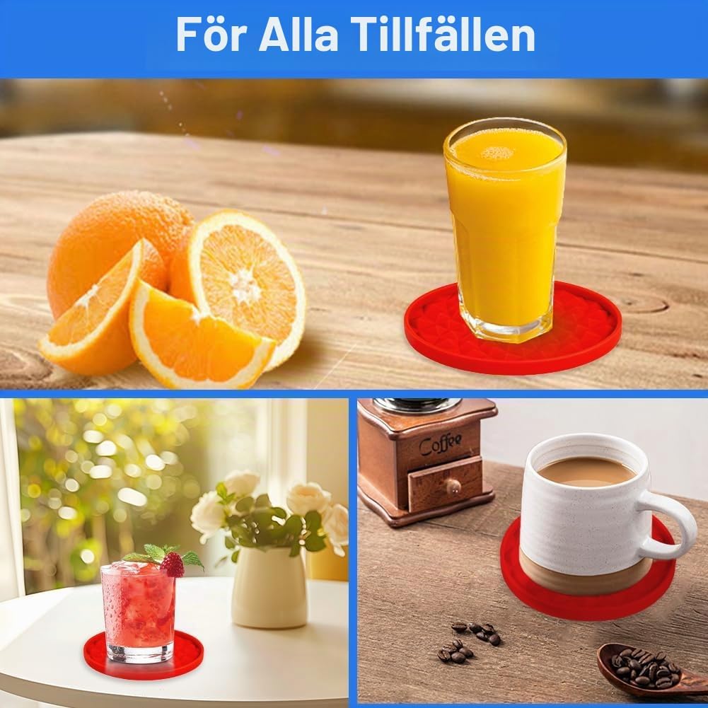 Detalle 2 de AUAUY silikonunderlägg, 6-pack med halkskydd, upphöjd kant och hållare