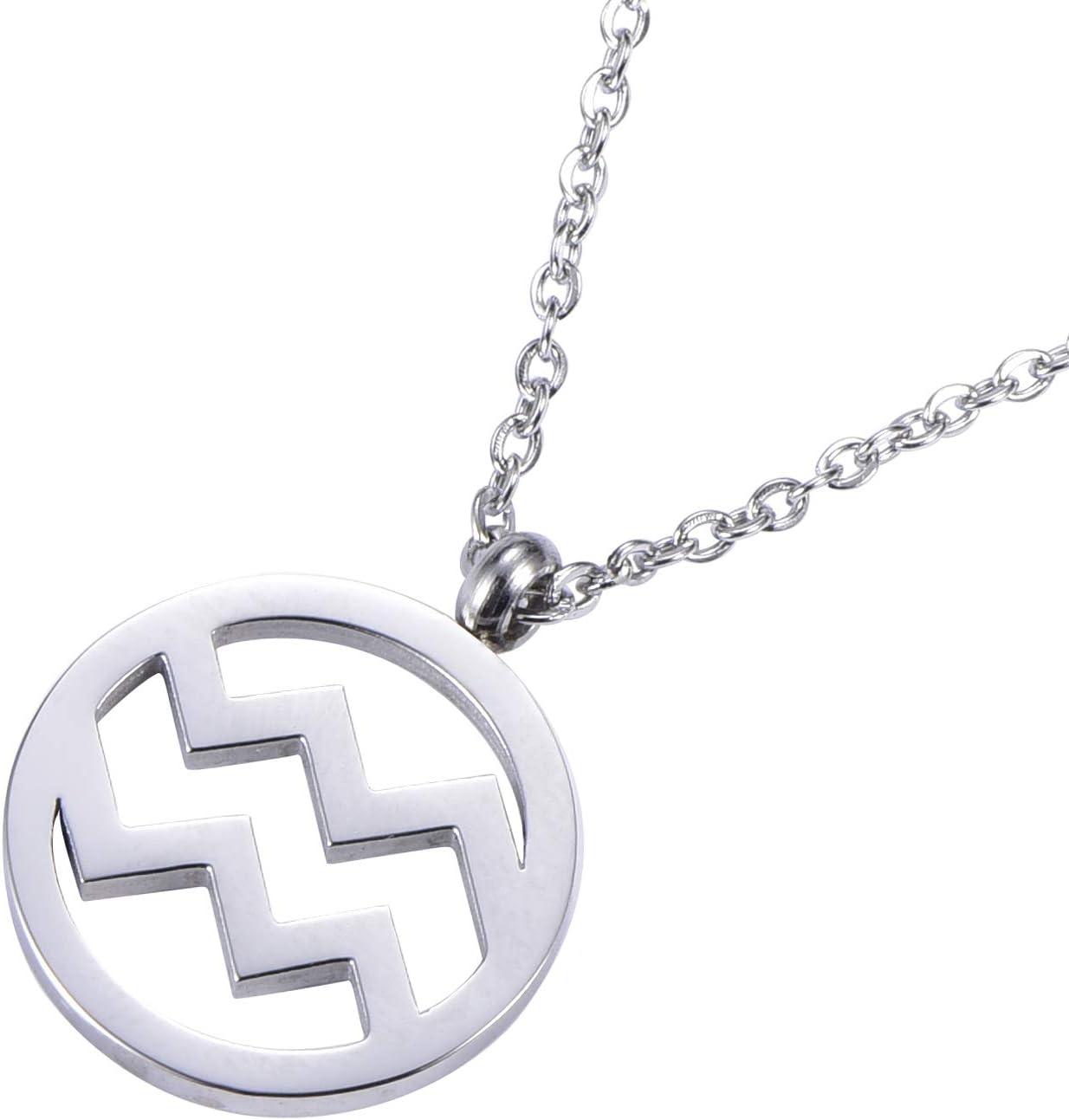Detalle de Collana Morella da donna in acciaio inox argento con ciondolo segno zodiacale in sacchetto di velluto