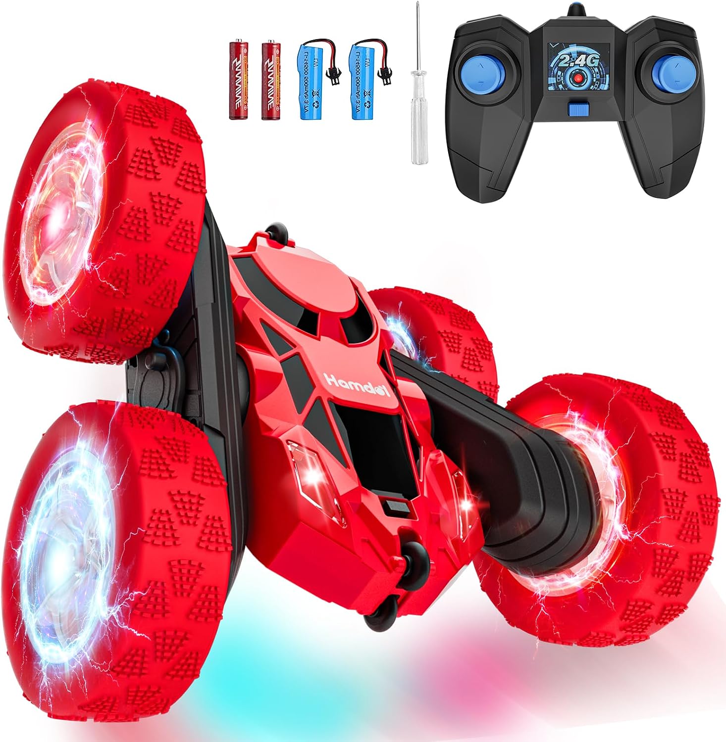 Detalle de Hamdol GLOW Red Fighter Edition 4WD RC Stunt Car with LED Lights