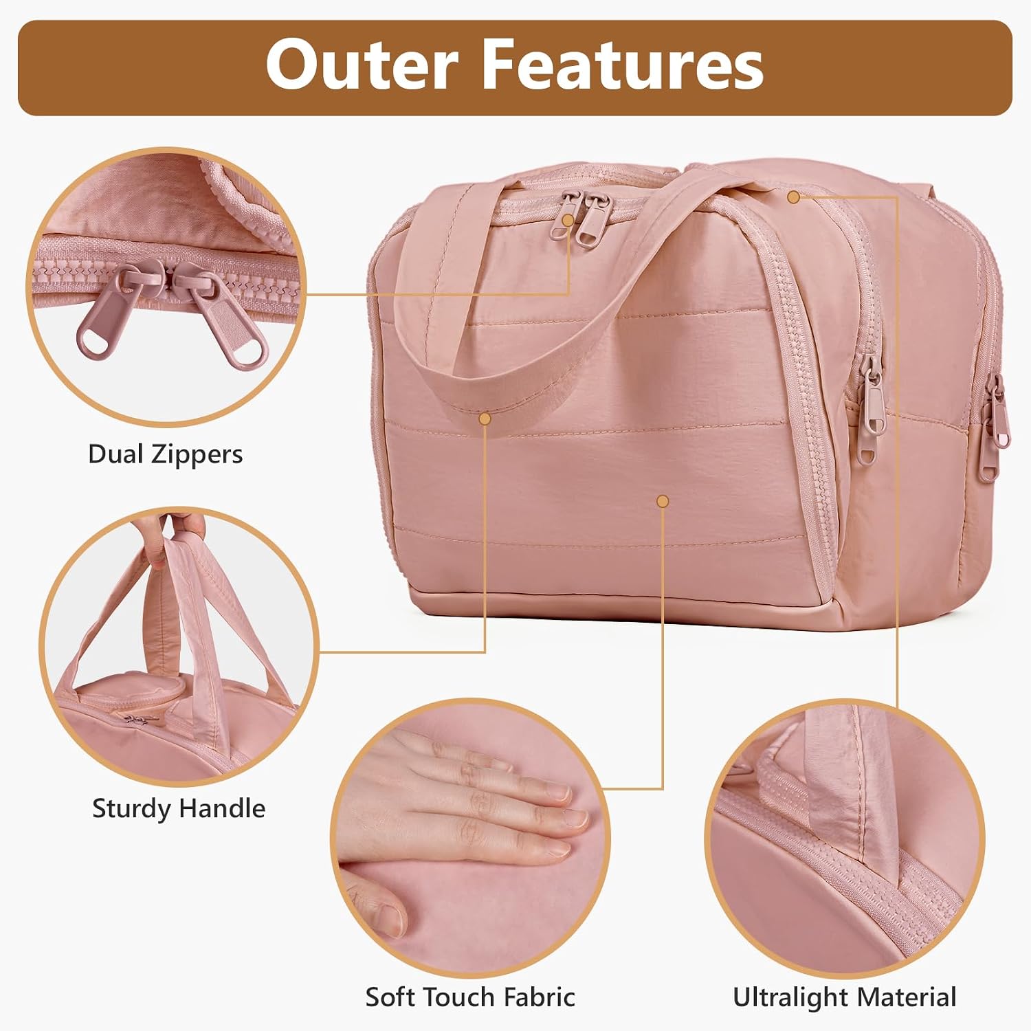 Thumbnail 3 de YooxArmor Large Capacity Travel Makeup Bag – Deep Pink, Waterproof with Wet-Dry Separation