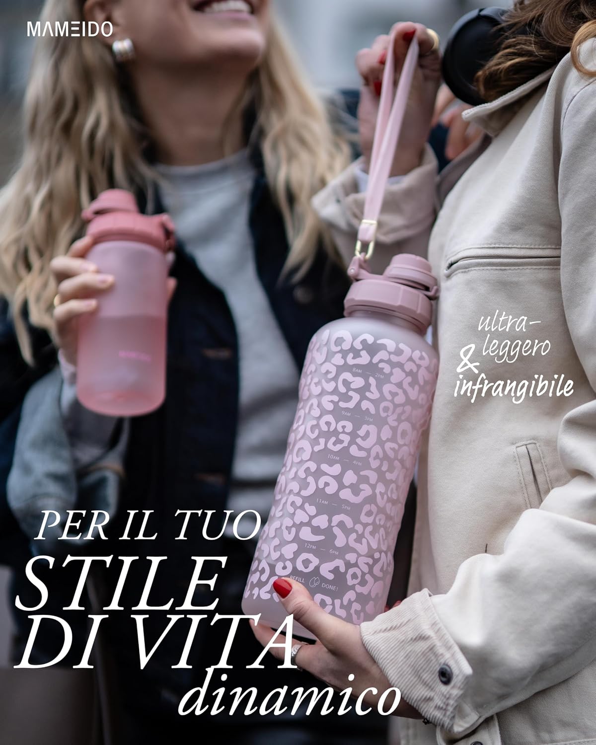Detalle de MAMEIDO borraccia con cannuccia da 2 litri motivazionale con indicatore del tempo (senza BPA)