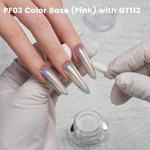 Thumbnail 6 de Yokefellow GleamTap Cushion Aurora Chrome Nail Powder – Mermaid Aurora Effect (GT112 Golden Hour / Purple Blue with Light Orange Sheen)