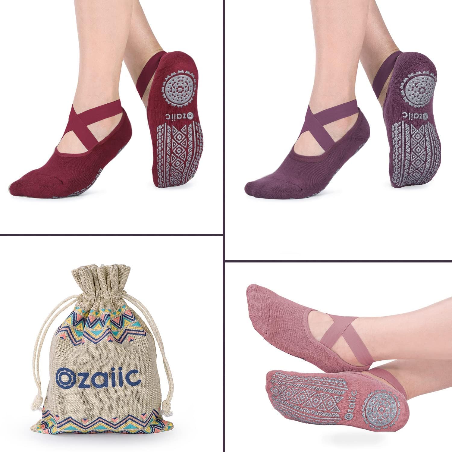 Thumbnail 1 de Ozaiic Yoga Socks for Women with Grips – Non-Slip Five Toe Ballet‑Inspired Socks