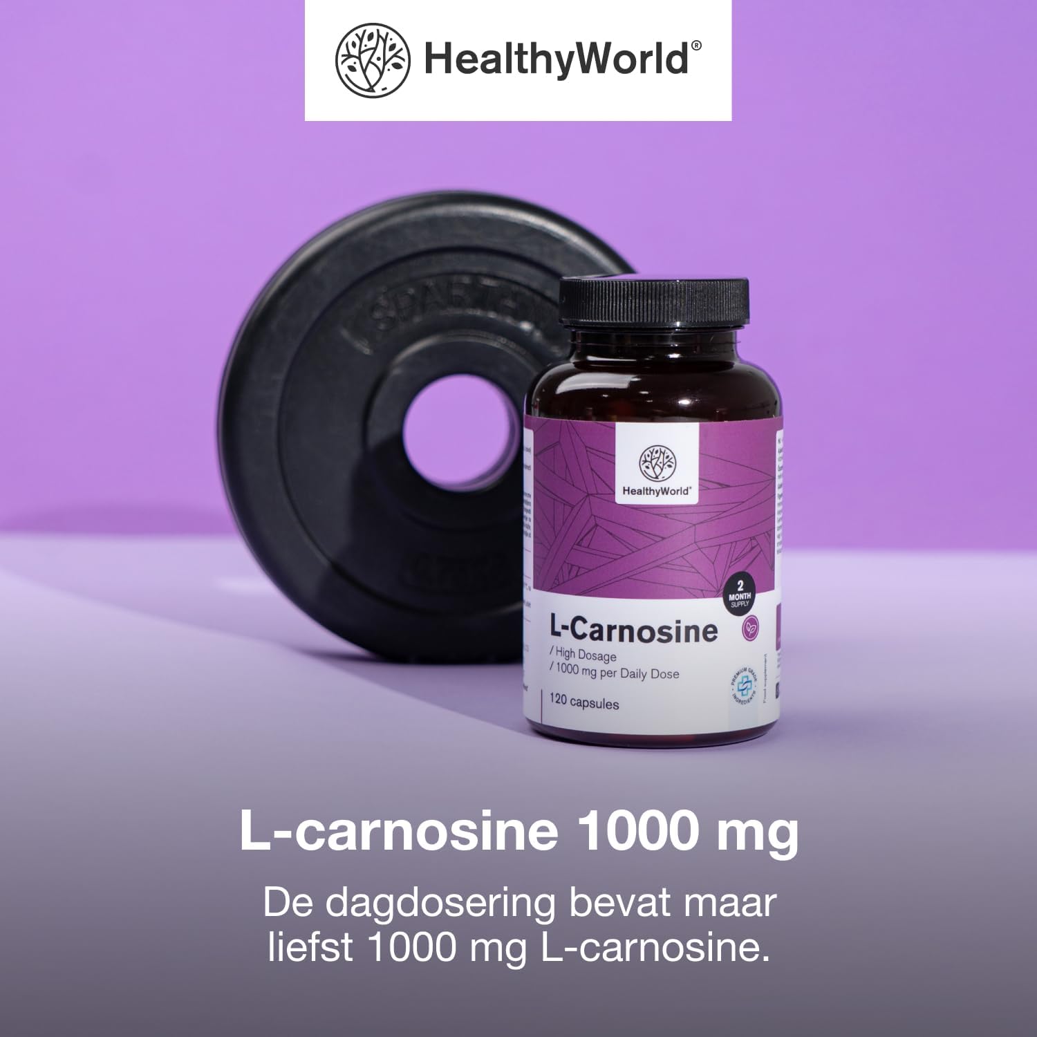 Detalle 1 de HealthyWorld L-Carnosine 1.000 mg, 120 plantaardige capsules