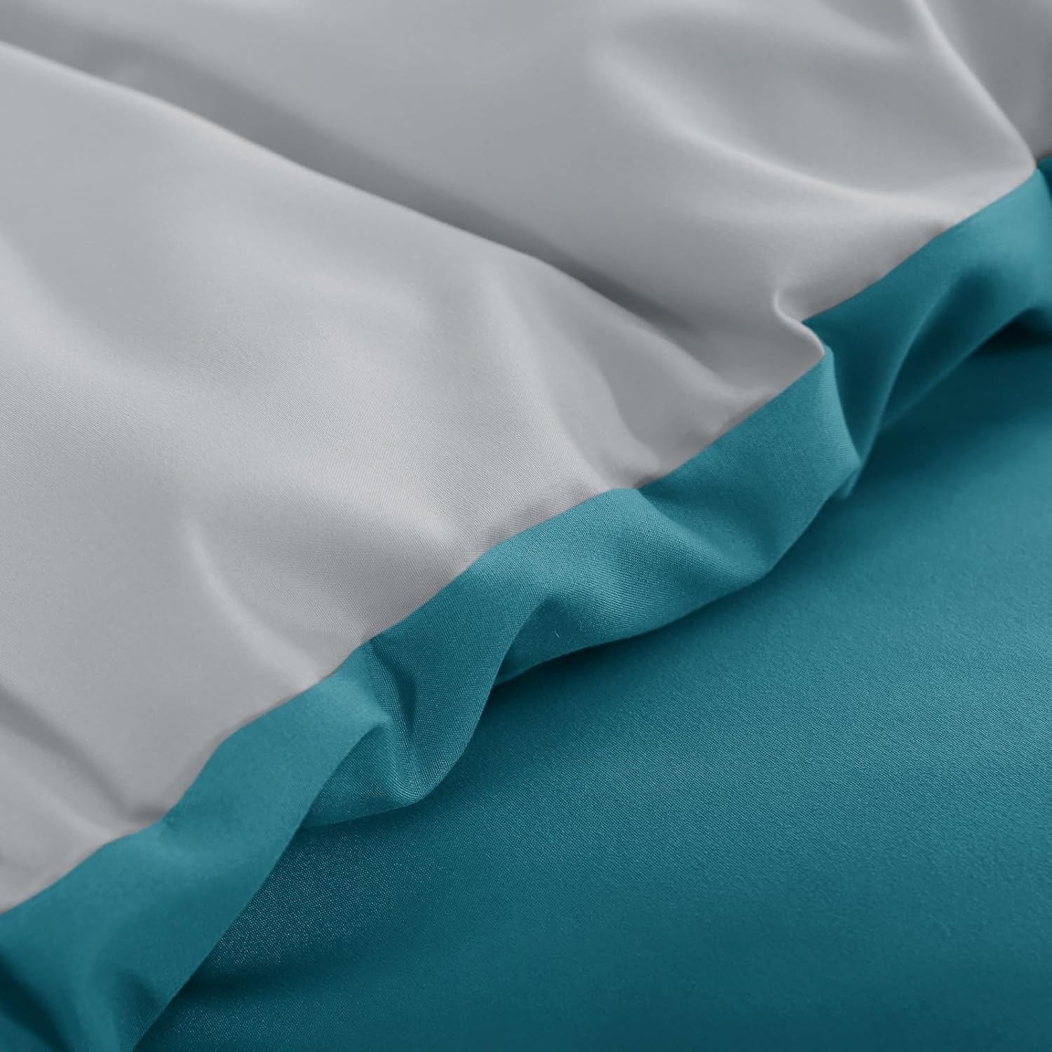 Thumbnail 6 de Aisbo King Size Reversible Duvet Cover Set (Teal and Grey) with Brushed Microfibre & 2 Pillowcases