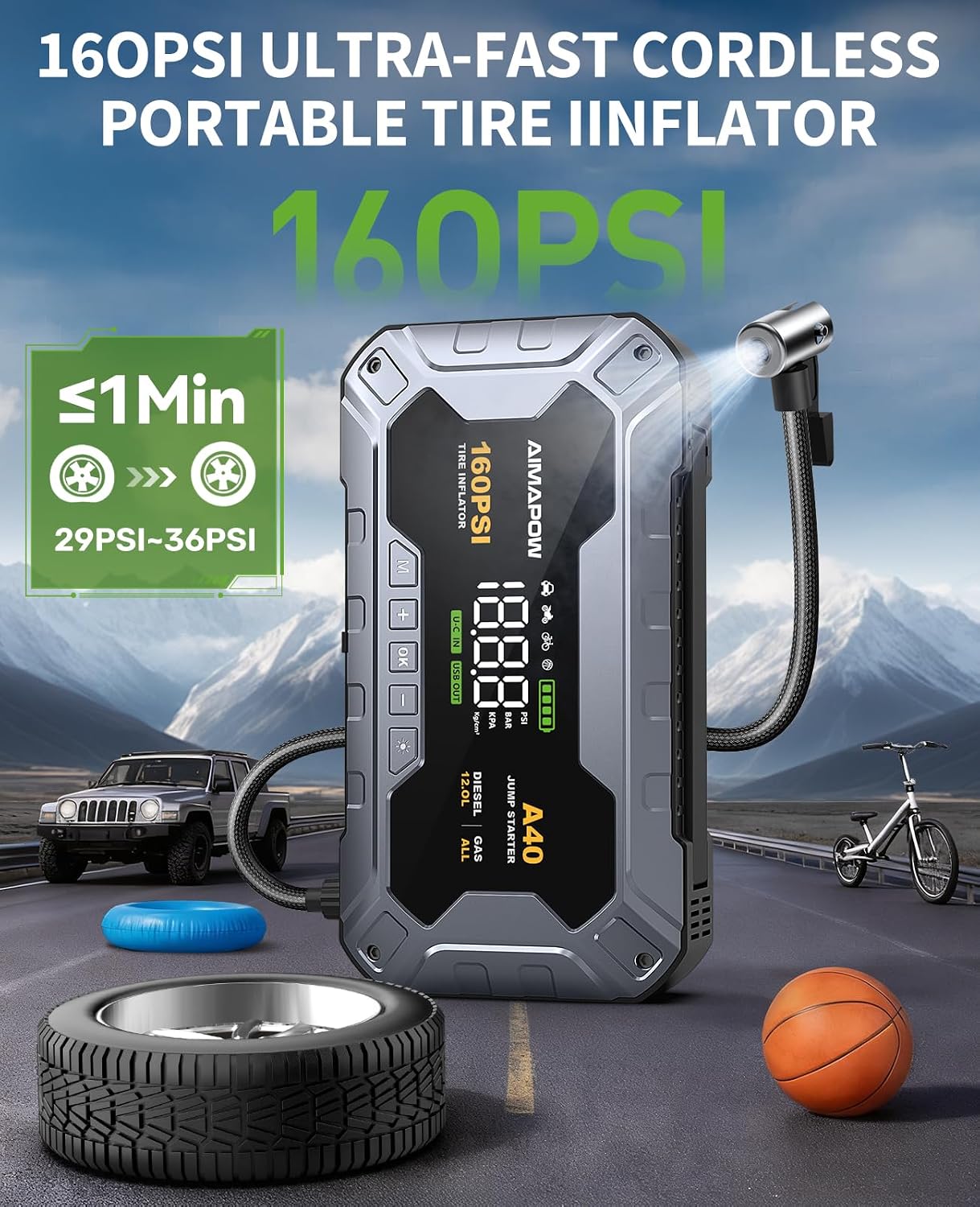 Thumbnail 2 de 8000A Jump Starter Power Pack with Air Compressor