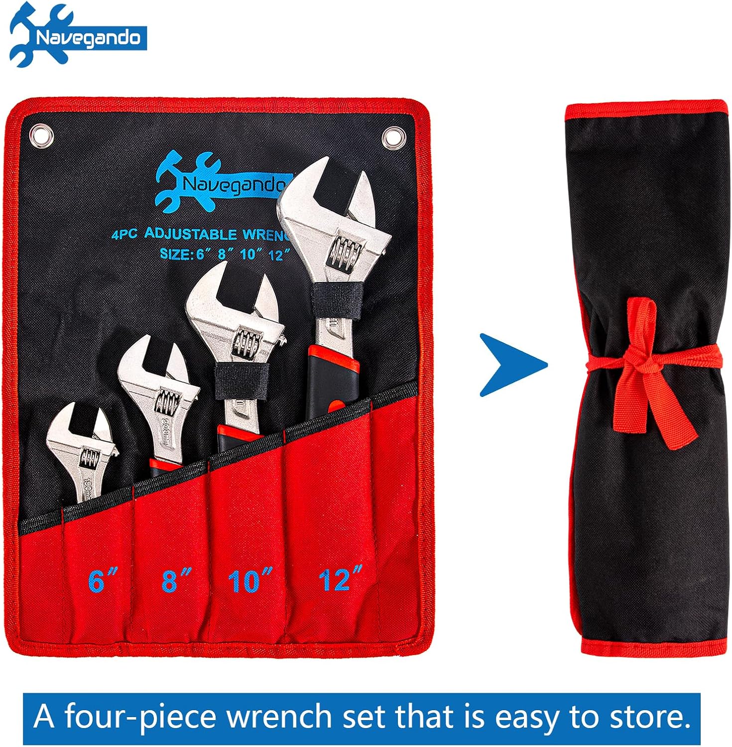 Detalle 2 de Navegando adjustable wrench sets 4-Piece Adjustable Wrench Set with Rubber Grips