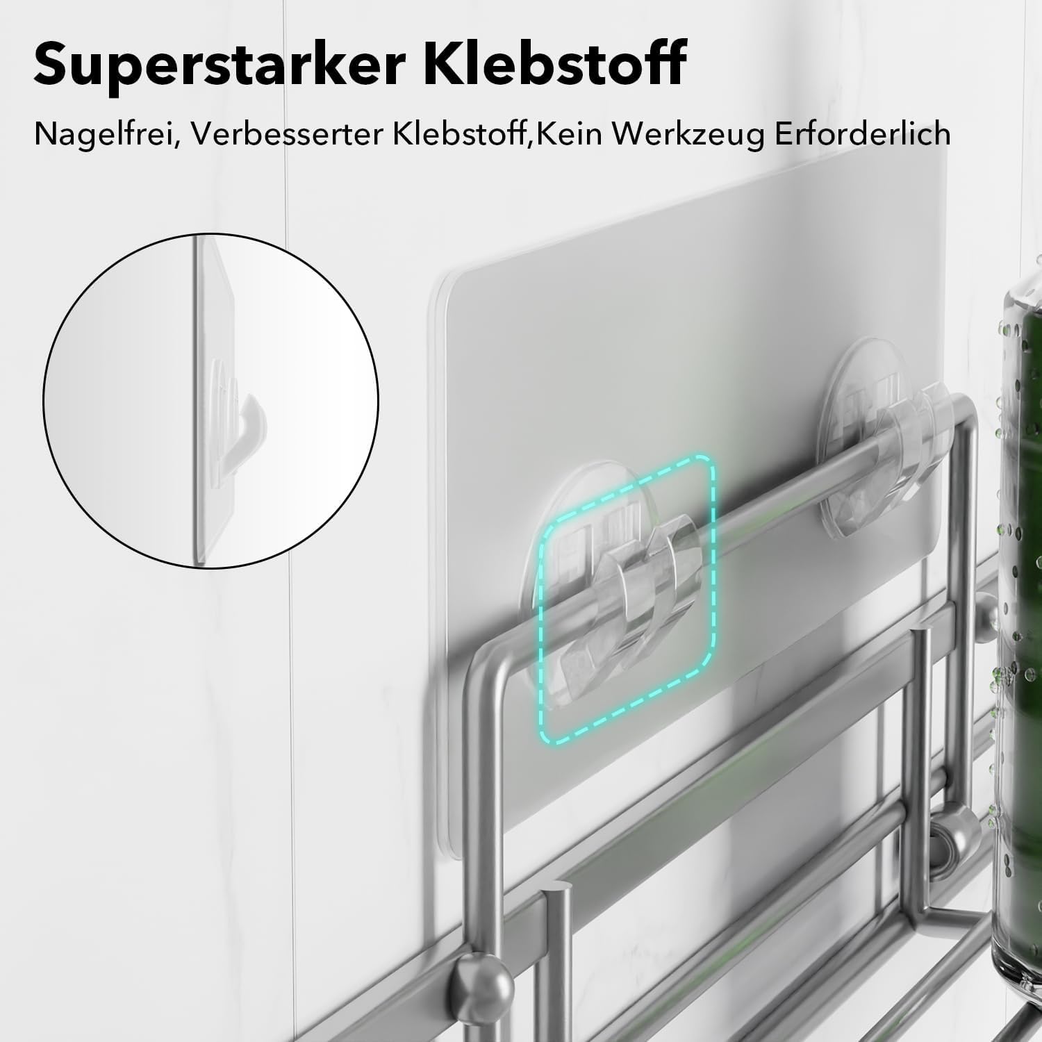 Thumbnail 4 de Saffruff Duschablage Ohne Bohren – 2er Set Edelstahl Duschregal mit Klebetechnik