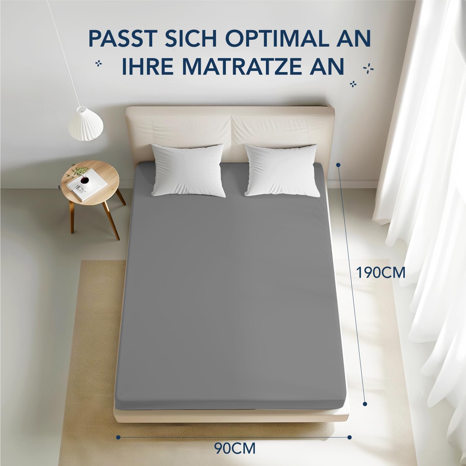 Thumbnail 2 de Dreamzie Spannbettlaken 90x190/200 cm im 2er-Set (Anthrazit) – 100% Polyester Mikrofaser, OEKO‑TEX Standard 100