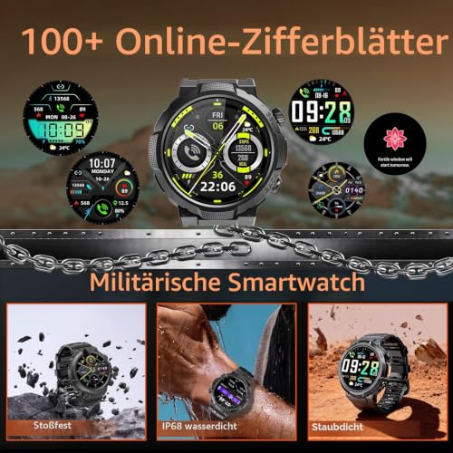 Thumbnail 5 de Soudorv Smartwatch Herren – 1,53 Zoll, 1000 mAh, Telefonfunktion, Militär-Design