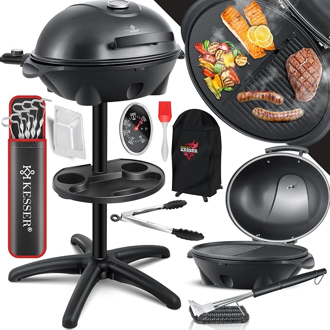 Detalle de KESSER® Barbacoa eléctrica 2 en 1 XXL con tapa y accesorios
