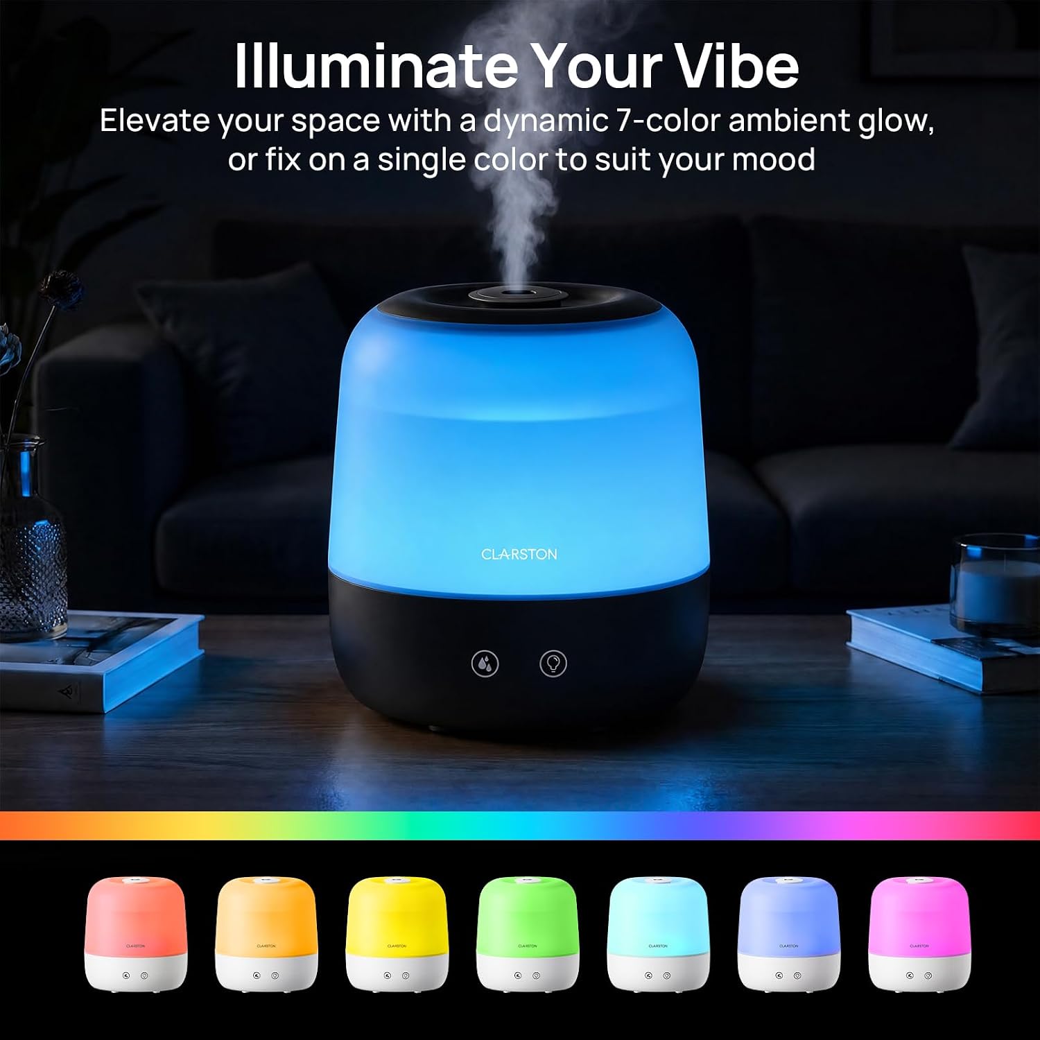 Detalle 2 de CLARSTON 10056 Cool Mist Humidifier, 2 L Top-Fill with 360° Nozzle