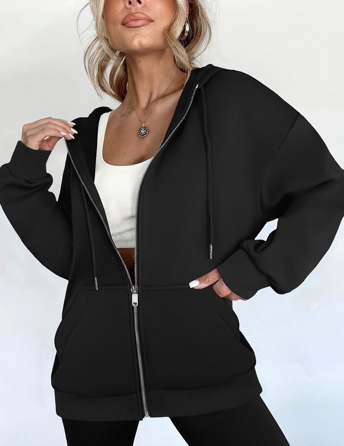 Detalle de Zeagoo Zip Up Hoodie Oversized 2025