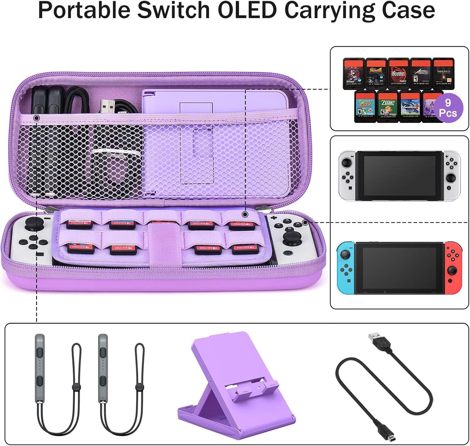 Thumbnail 1 de Younik Switch OLED Accessories Bundle (17-in-1 kit) with carry case, stand, screen protectors and J-Con covers