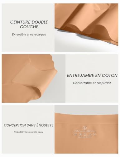 Detalle de Memouniva Culotte femme sans couture, lot de 6, élastique et invisible