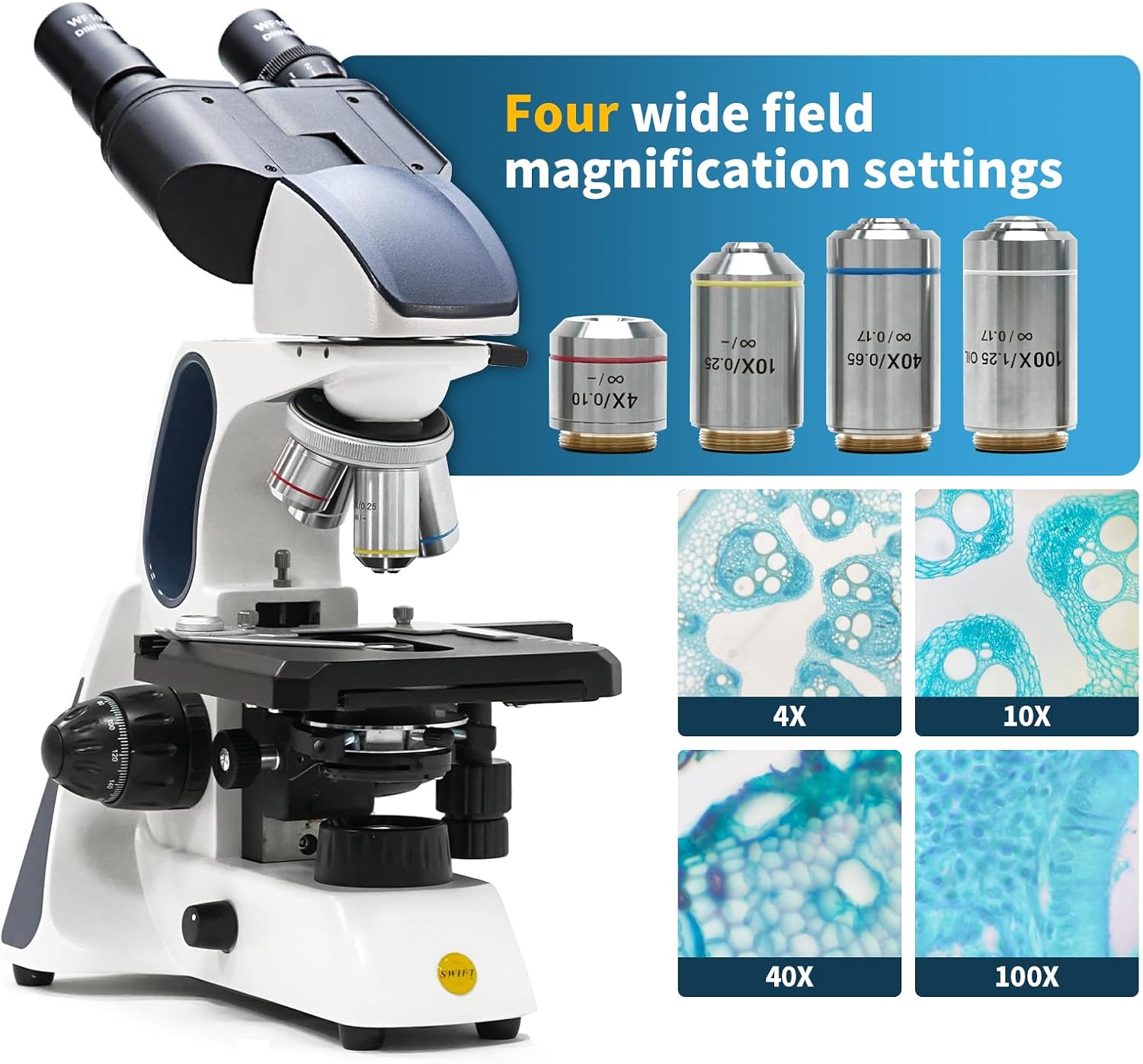 Thumbnail 1 de Swift SW400 Binocular Compound Microscope (40X-2500X) with Infinity Optical System