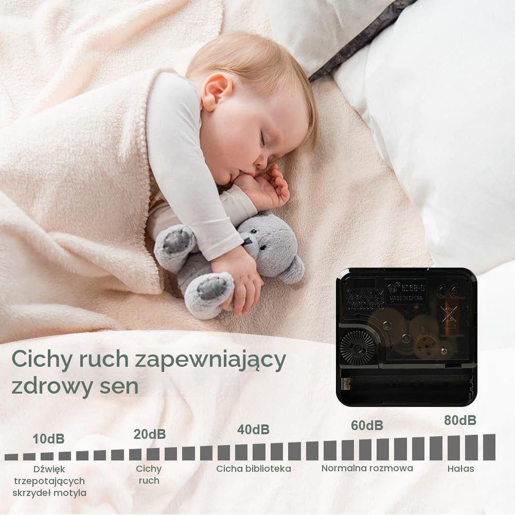 Detalle 1 de Aolso zegar ścienny 20 cm, cichy mechanizm, różowo-złoty akcent