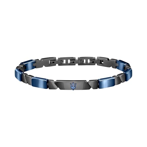 Detalle de Maserati Bracelet Homme Jewels en Acier, Céramique bleue et PVD gris – JM221ATZ01