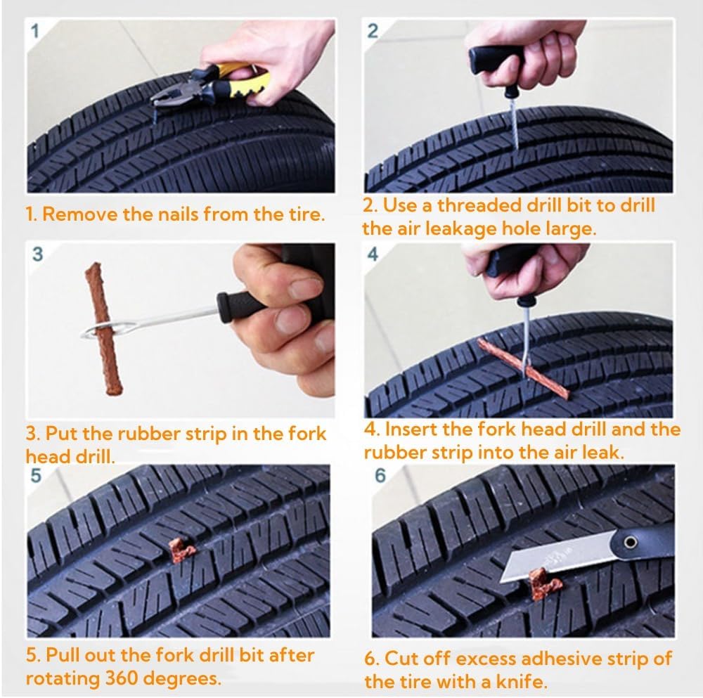 Detalle 2 de QUNNIE Strisce di riparazione pneumatici tubeless 60 pezzi – riparazione d'emergenza rapida