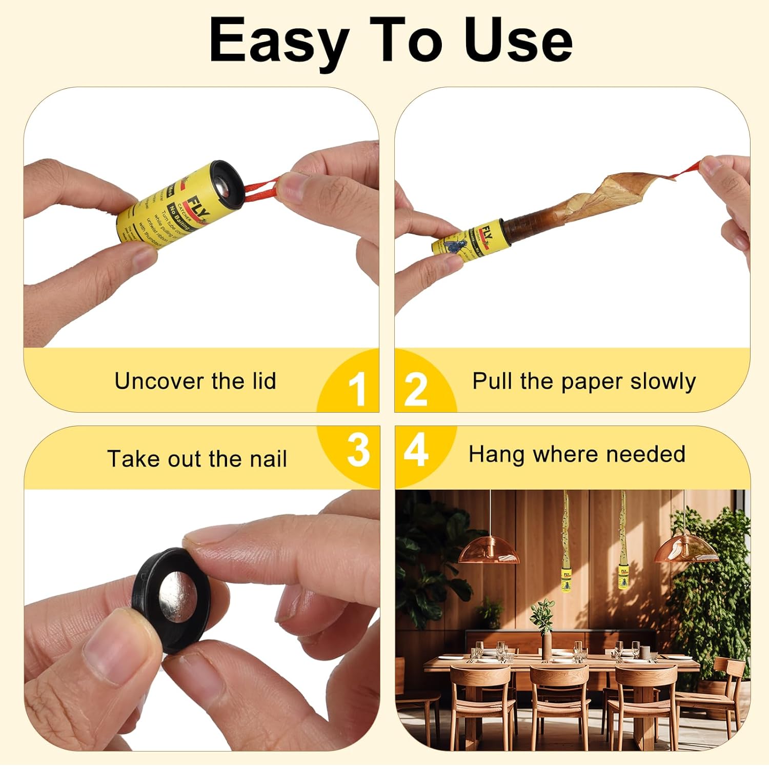 Detalle de 18PCS Fly Paper Strips (TRIITECH) Sticky Fly Ribbon Traps for Indoor & Outdoor