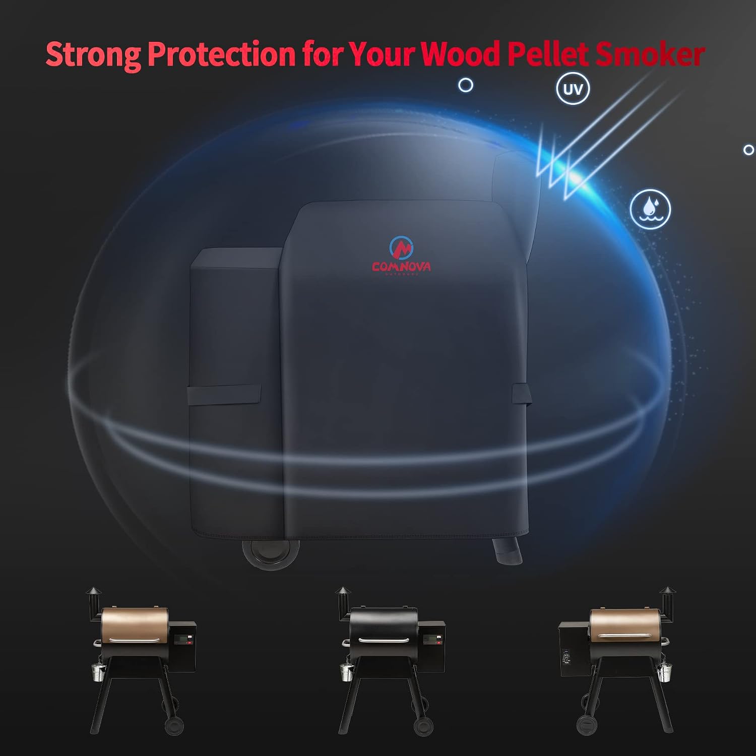 Detalle de M COMNOVA OUTDOORS COGC-TRG-22S-BLK Grill Cover, 600D Oxford Cloth