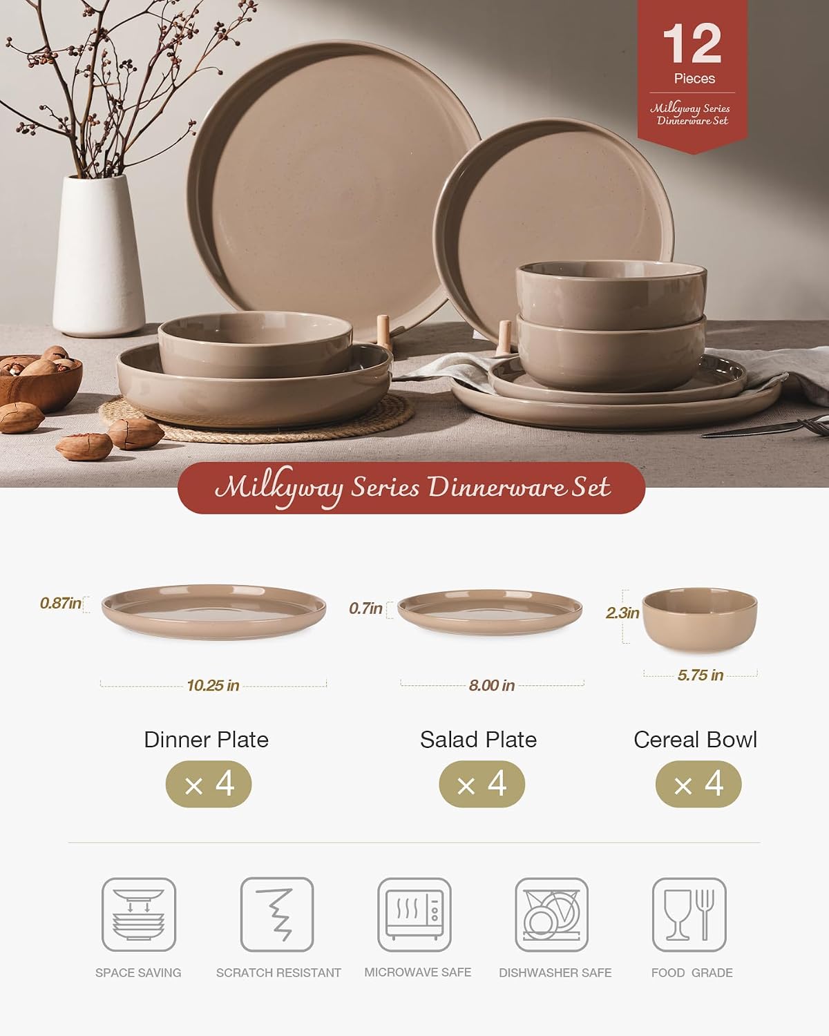 Detalle 2 de Famiware Milkyway Dinnerware Set for 4 🥣