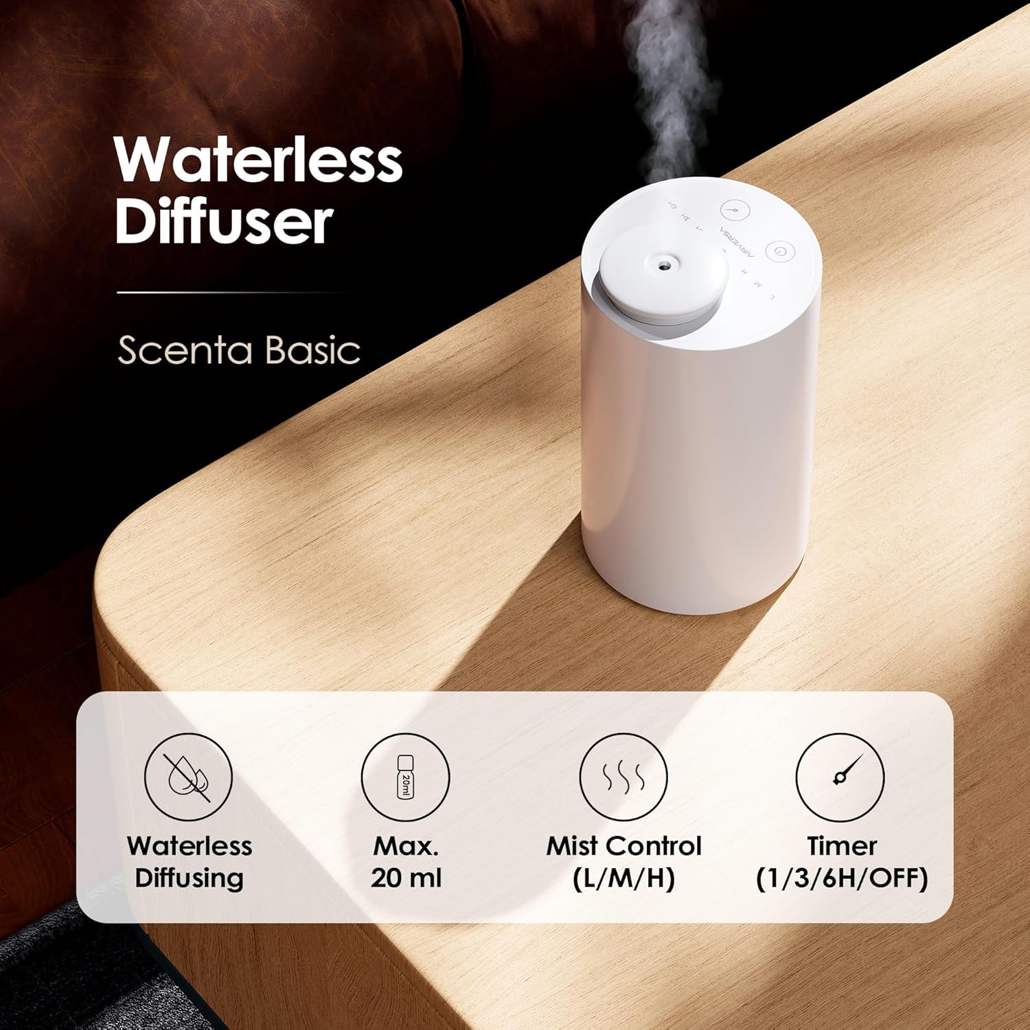 Detalle 2 de Waterless Diffuser for Essential Oils AN6 Cold Gray – 20ml Battery Diffuser