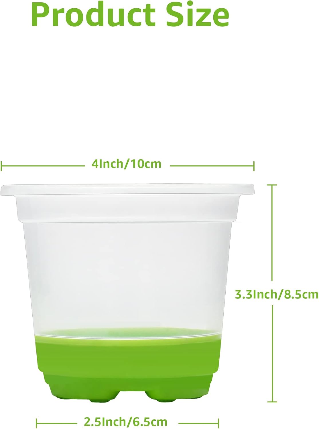 Detalle 2 de MIXC 4-Inch Nursery Pots, 30-Pack, with Clear Sides and Silicone Bases