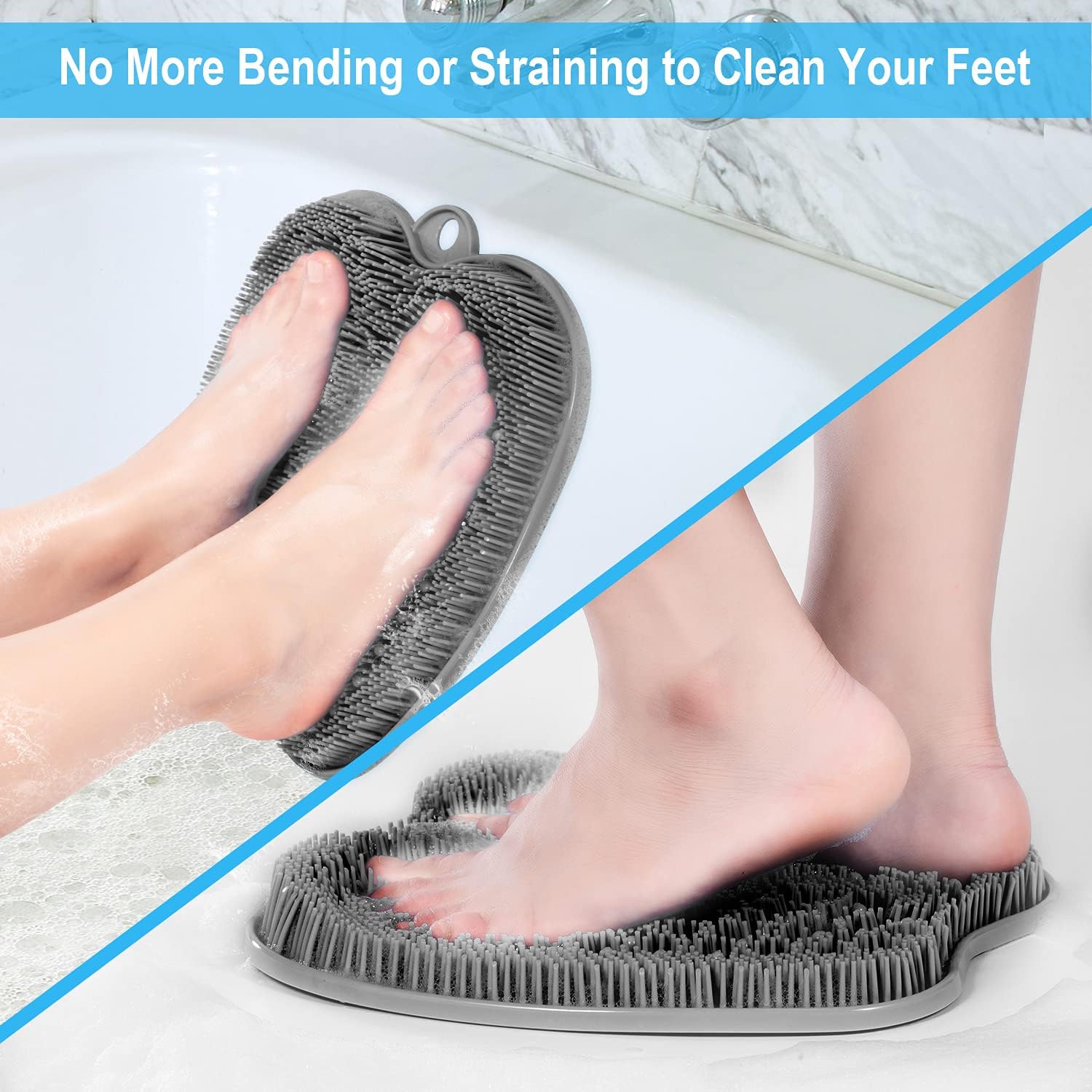 Thumbnail 1 de BESKAR XL Large Foot Scrubber Mat for Shower — Non-Slip Suction-Cup Foot Cleaner & Massager