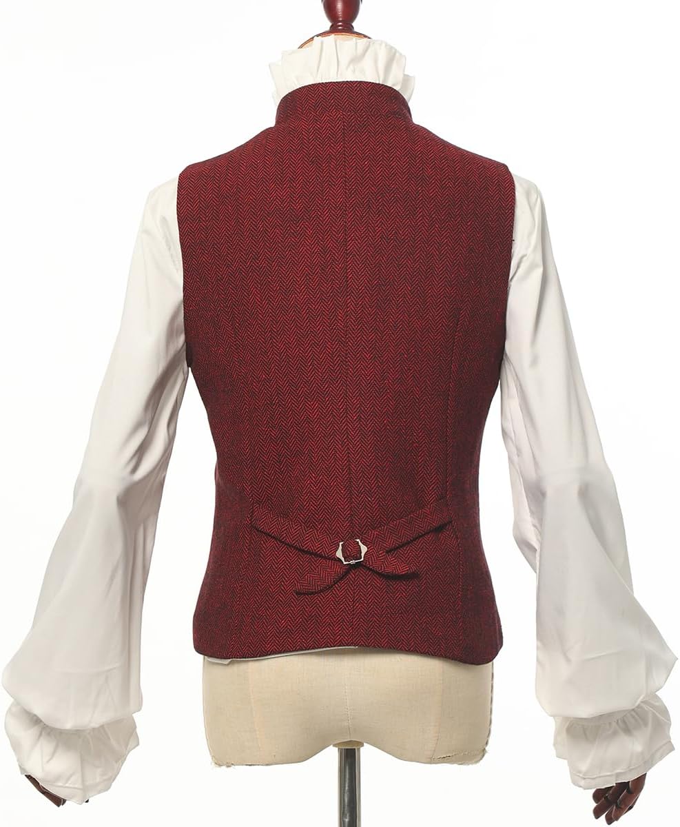 Thumbnail 5 de UniqKaliber gilet de costume à col en V pour femme en tweed, coupe ajustée