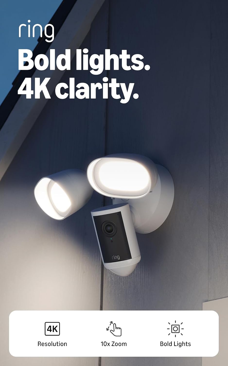 Imagen de Ring Floodlight Cam Pro, Wired (Newest Model) — Retinal 4K, 2000 Lumen, 10x Zoom, Wide-Angle Outdoor Security en OfertitasTOP