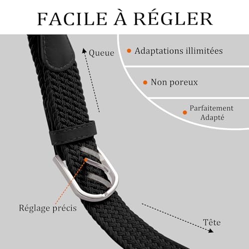 Thumbnail 1 de TANGCHAO Ceinture tissu tressé élastique extensible – Ceinture unisexe pour homme et femme