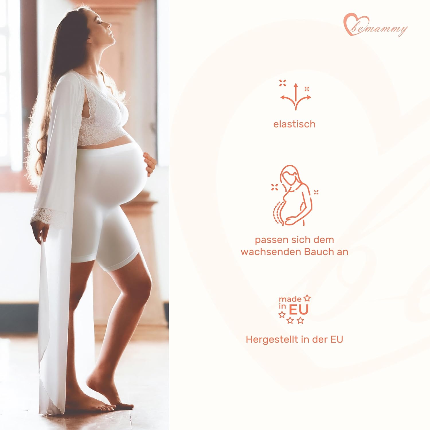 Thumbnail 6 de Be Mammy Umstandsshorts mit hoher Taille ohne seitliche Nähte – Umstandsunterwäsche für Schwangerschaft