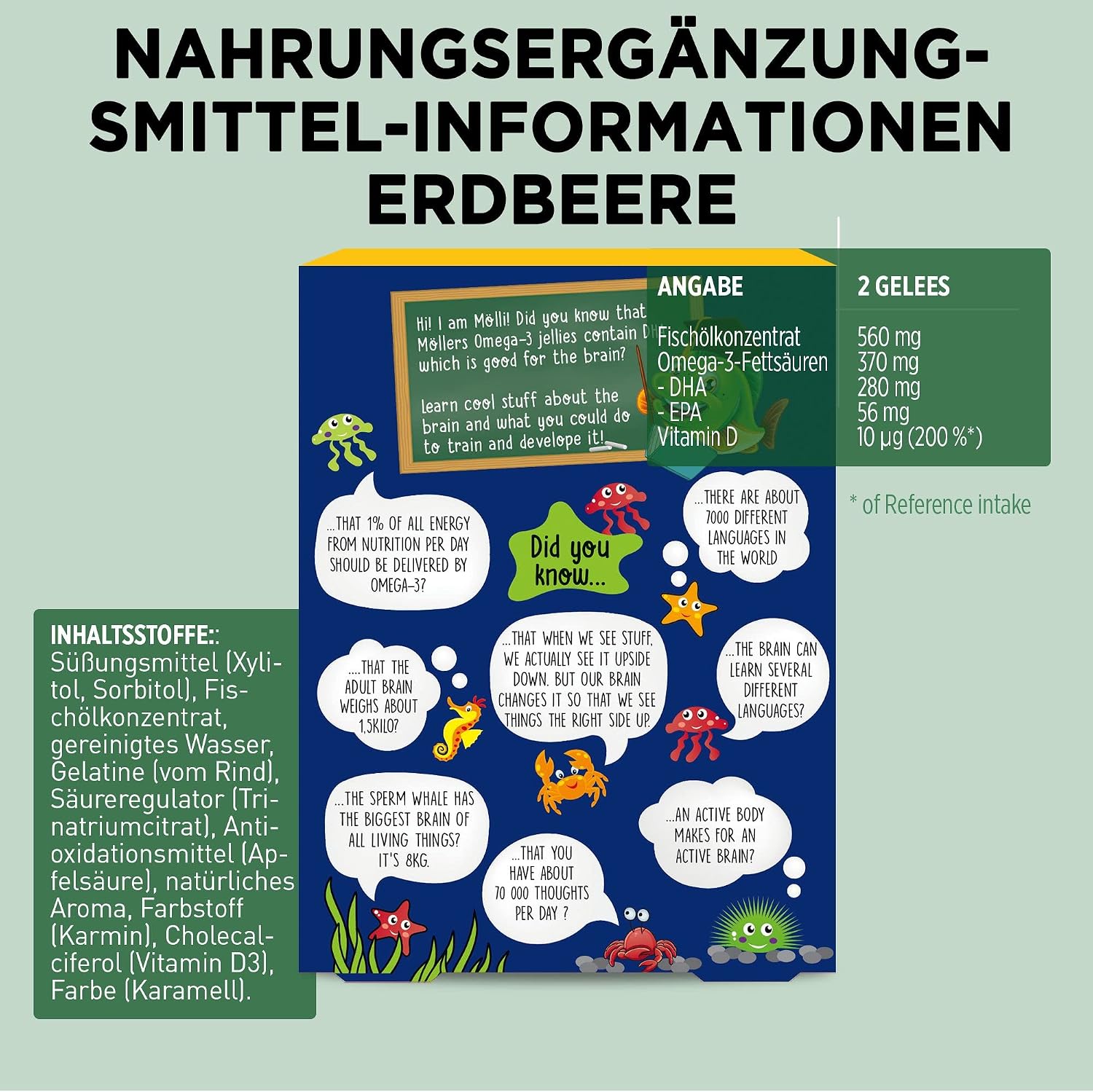 Detalle de Möller’s Omega 3 Kapseln für Kinder – Natürlicher Lebertran mit DHA, EPA, 72 Stück