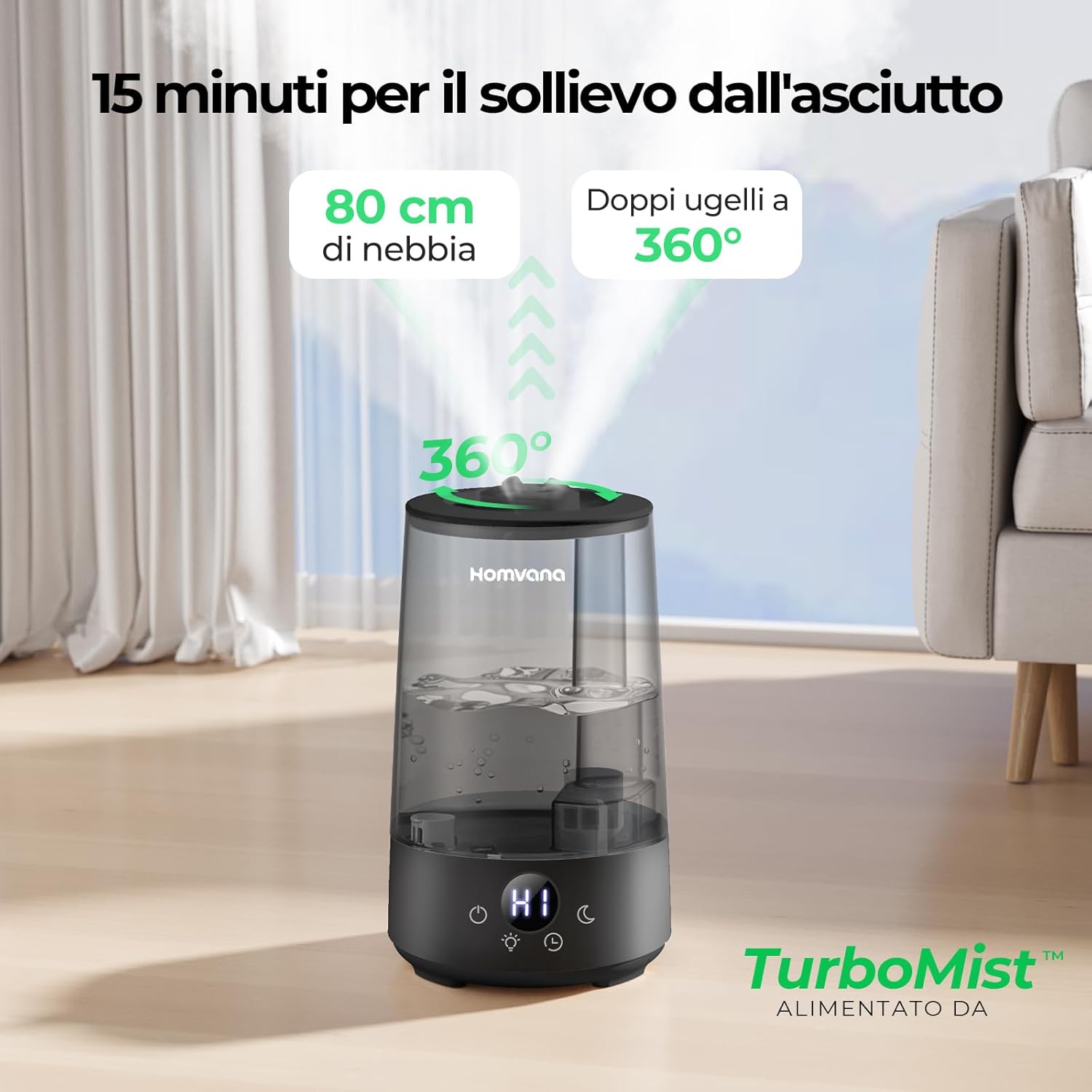 Thumbnail 1 de Umidificatore Ambiente Bambini Homvana 3.6L: silenzioso, aromaterapia e manutenzione semplice