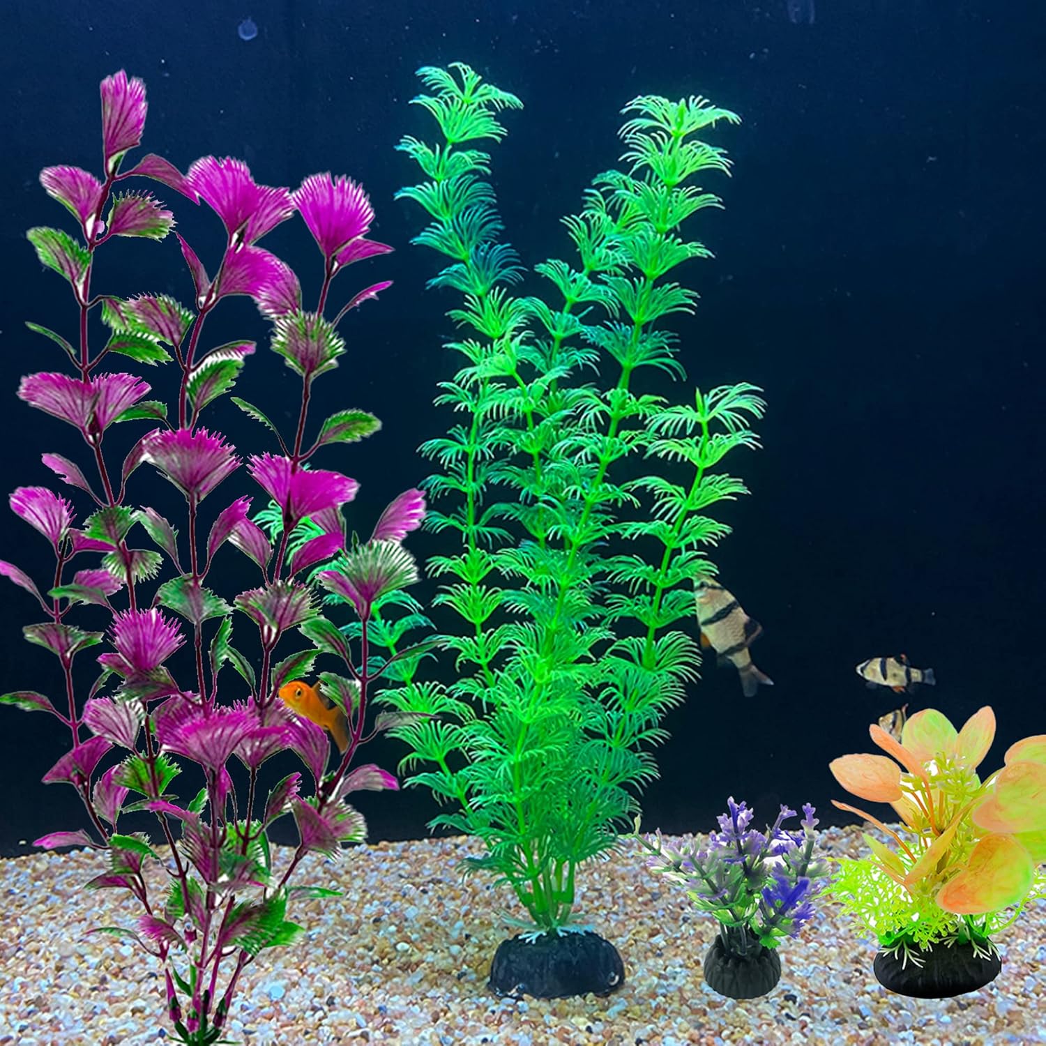 Thumbnail 6 de Cayway 37 PCS Aquarium Artificial Aquatic Plants (Mixed Plastic Plants) with Bases for Fish Tank Decoration