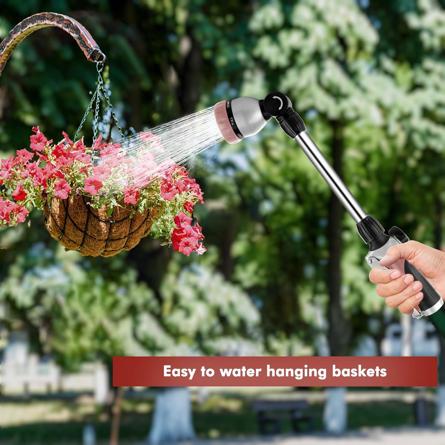 Detalle de RESTMO 48cm Watering Lance: 180° Swivel Head, 7 spray patterns