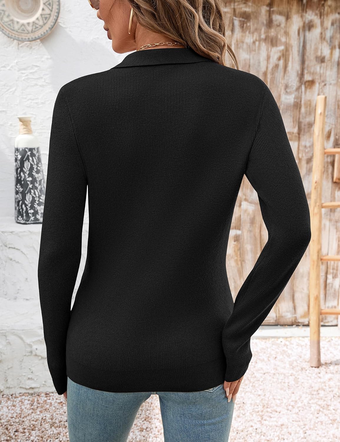Detalle de Romanstii Women's Knit Sweater V-Neck