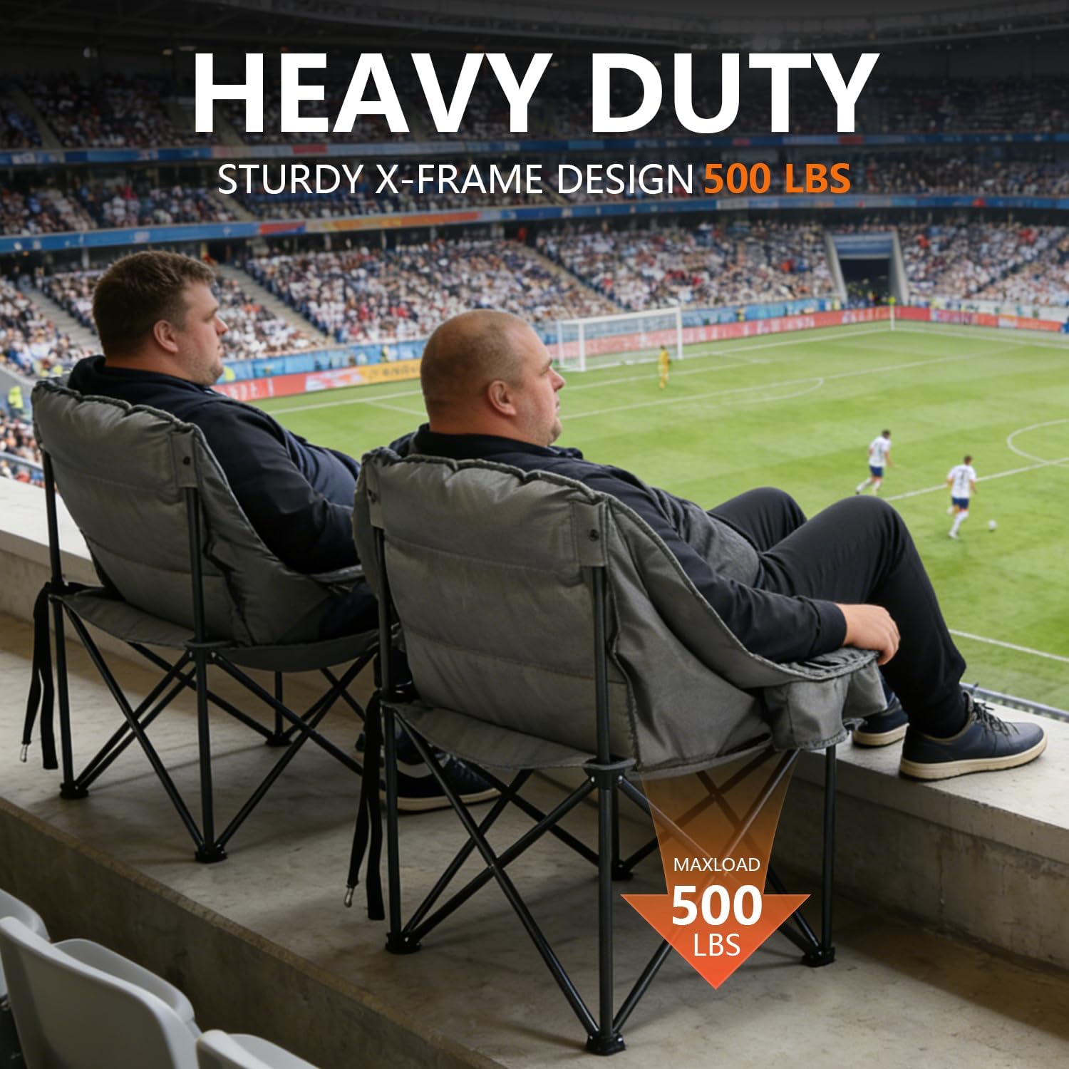 Thumbnail 4 de AZKORION 2-Pack Oversized Camping Chairs, Padded Oxford Fabric, 500 lb Capacity