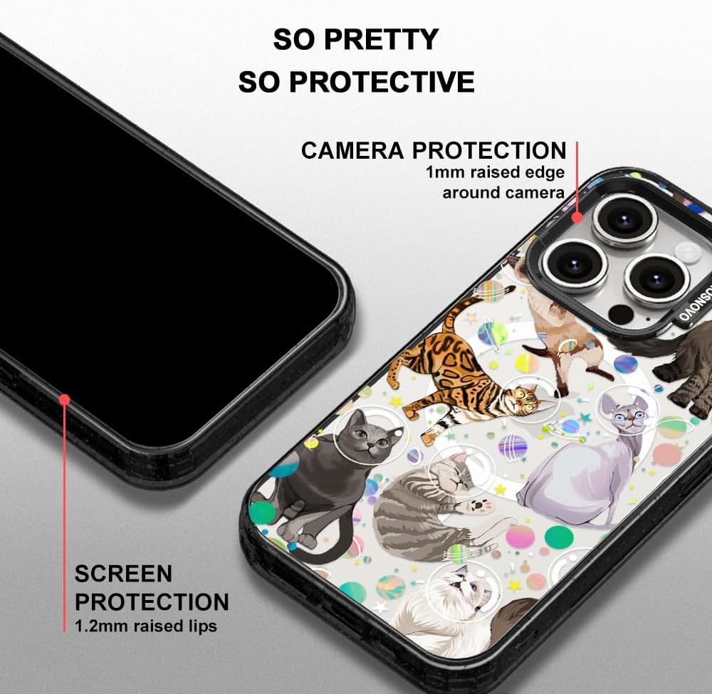 Detalle 2 de MOSNOVO for iPhone 15 Pro Case with MagSafe | Space Cat / Black