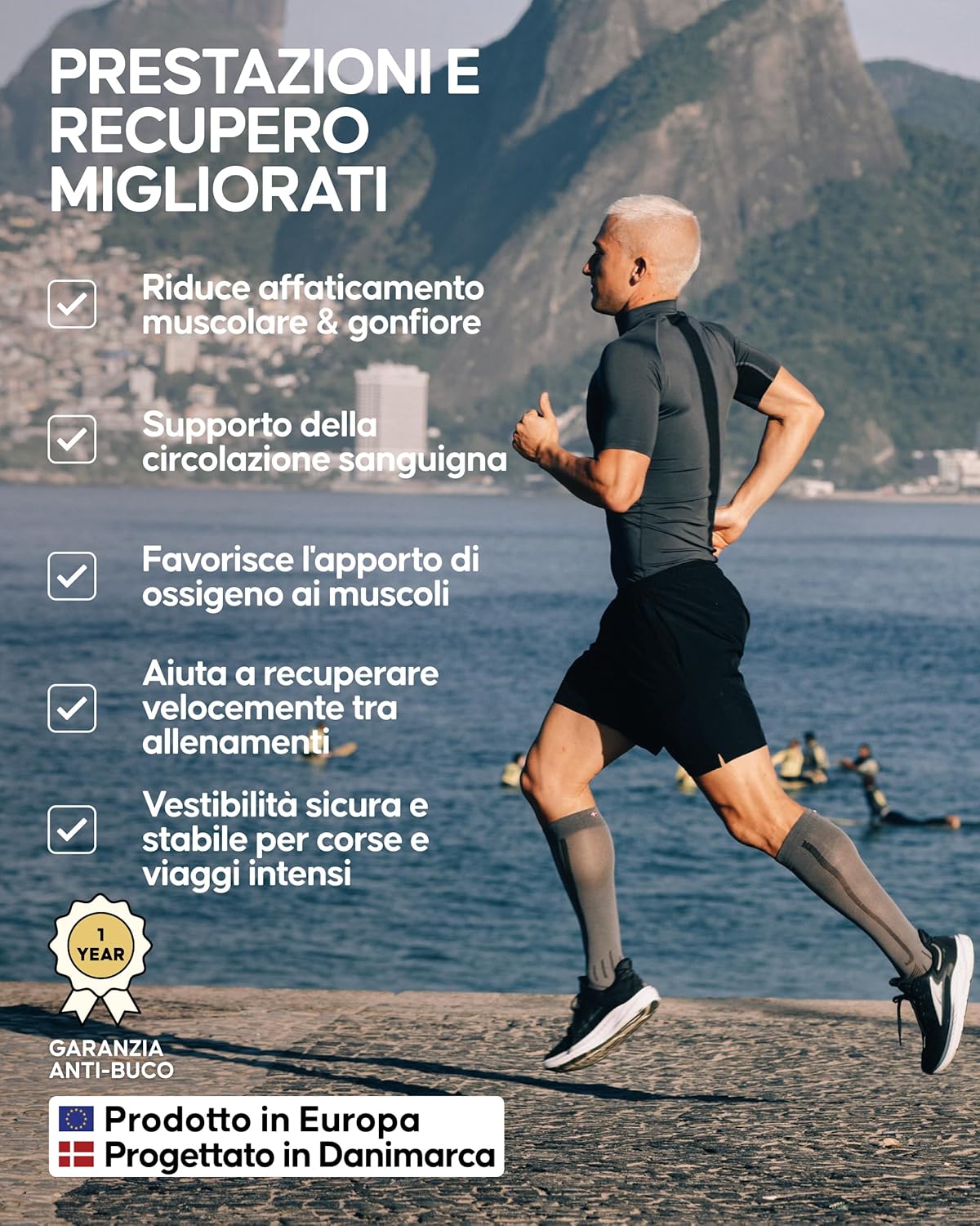 Thumbnail 2 de DANISH ENDURANCE Calze Compressione Graduata 21–26 mmHg per Uomo e Donna (1 paio)