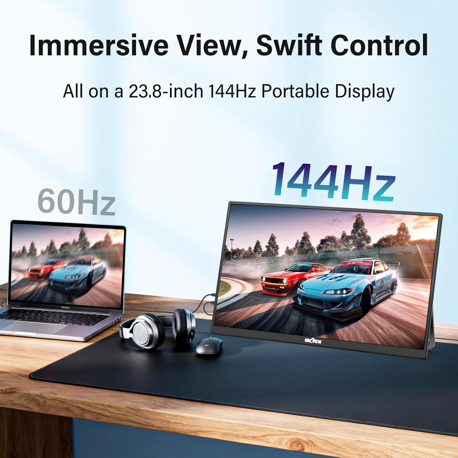 Thumbnail 2 de InnoView 23.8in Portable Monitor (FHD 1080P, 144Hz) with USB-C & HDMI, IPS HDR, 100% sRGB