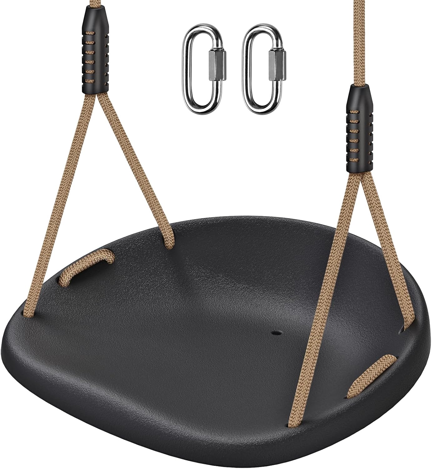 BeneLabel Swing Seat for Kids: soft plastic bucket swing with high back and adjustable rope (blue elephant)