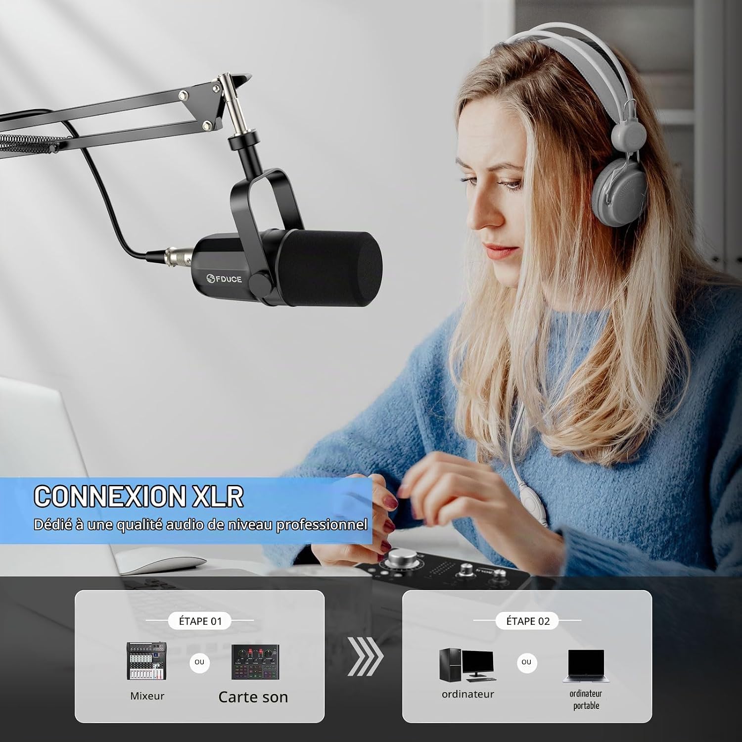 Detalle de FDUCE SL40X+ dynamische XLR-microfoonset met cardioïde opname