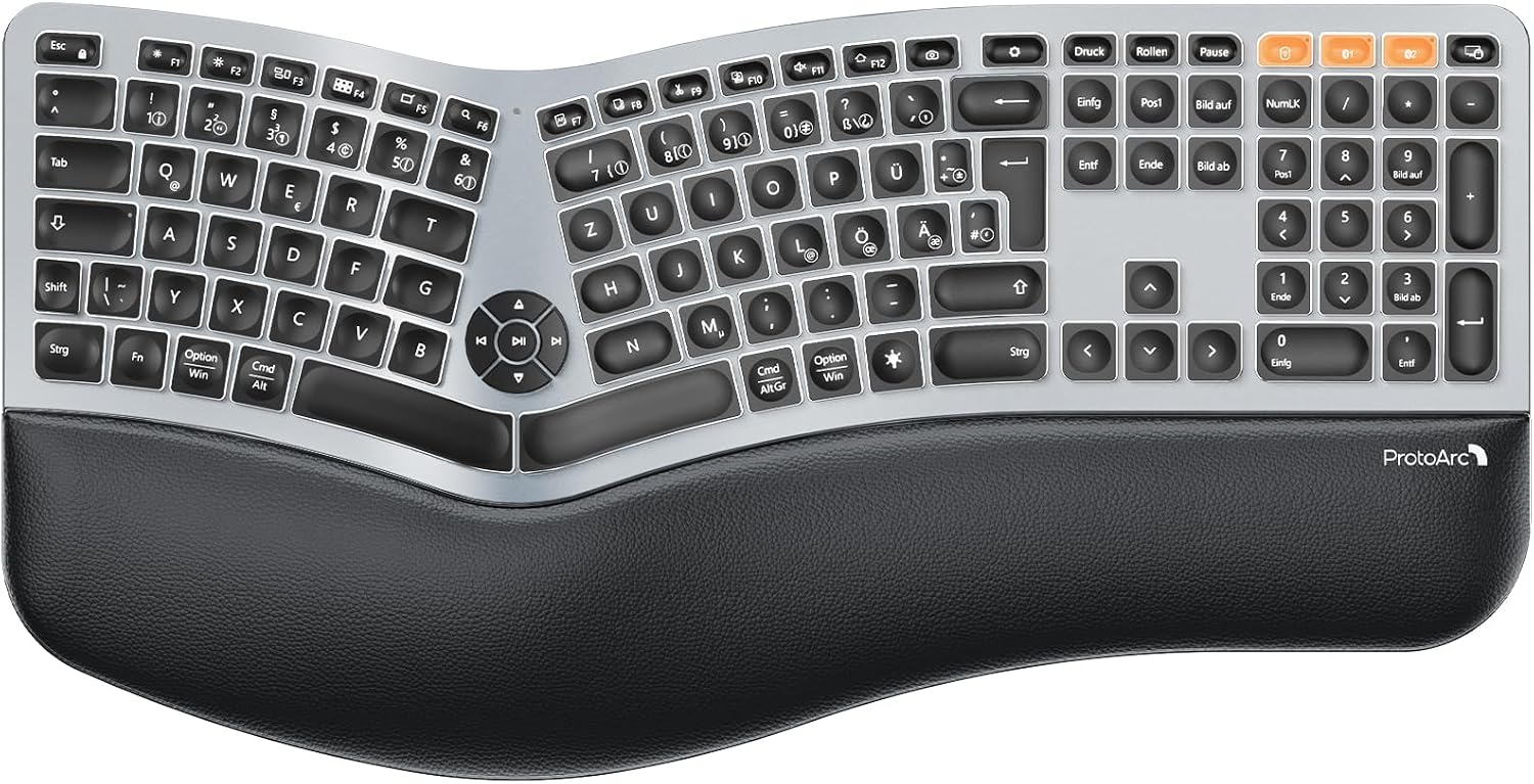 Detalle de ProtoArc EK01 Plus ergonomische Tastatur 2000 mAh ⌨
