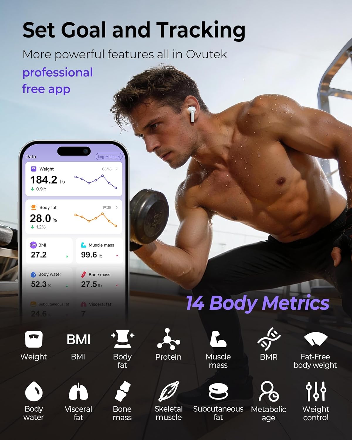 Detalle de Smart Scale for Body Weight with 14 Health Metrics and App Sync